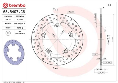 BREMBO 68B407C6 EAN: 8020584621141.