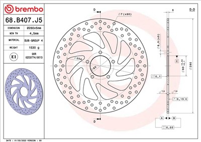 BREMBO 68B407J5 EAN: 8020584621691.