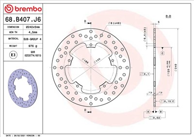BREMBO 68B407J6 EAN: 8020584621707.