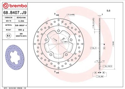BREMBO 68B407J9 EAN: 8020584621738.