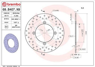 BREMBO 68B407N9 EAN: 8020584622094.