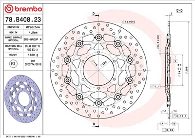 BREMBO 78B40823 EAN: 8020584622339.