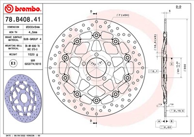 BREMBO 78B40841 EAN: 8020584622483.