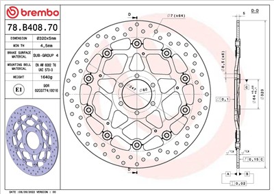 BREMBO 78B40870 EAN: 8020584622698.