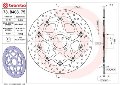 BREMBO 78B40875 EAN: 8020584622742.