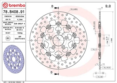 BREMBO 78B40891 EAN: 8020584622896.