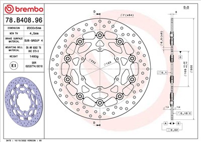 BREMBO 78B40896 EAN: 8020584622940.