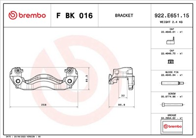 BREMBO F BK 016 EAN: 8020584549087.
