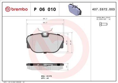 BREMBO P 06 010 Číslo výrobce: 21173. EAN: 8020584050101.
