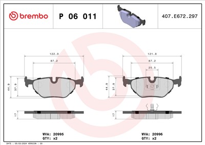 BREMBO P 06 011 Číslo výrobce: 20995. EAN: 8020584050118.