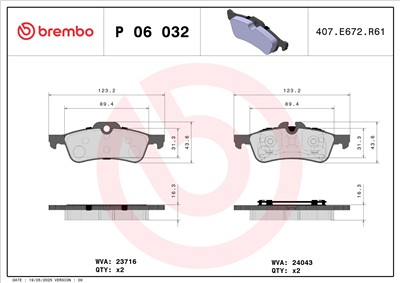 BREMBO P 06 032 Číslo výrobce: 23716. EAN: 8020584050323.