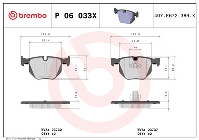BREMBO P 06 033X Číslo výrobce: 23737. EAN: 8020584068472.
