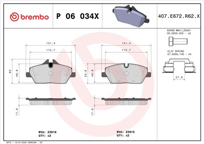 BREMBO P 06 034X Číslo výrobce: 23915. EAN: 8020584068489.