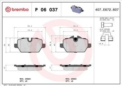BREMBO P 06 037 Číslo výrobce: 23624. EAN: 8020584059357.