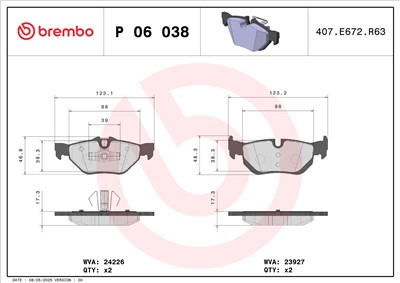 BREMBO P 06 038 Číslo výrobce: 23926. EAN: 8020584059364.