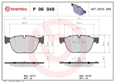 BREMBO P 06 049 Číslo výrobce: 24170. EAN: 8020584059975.