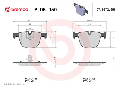 BREMBO P 06 050 Číslo výrobce: 24495. EAN: 8020584059982.