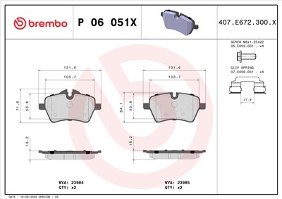 BREMBO P 06 051X Číslo výrobce: 23984. EAN: 8020584068564.