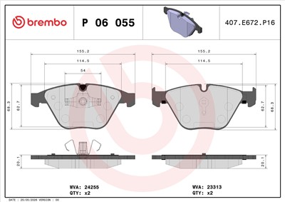BREMBO P 06 055 Číslo výrobce: 23313. EAN: 8020584090190.