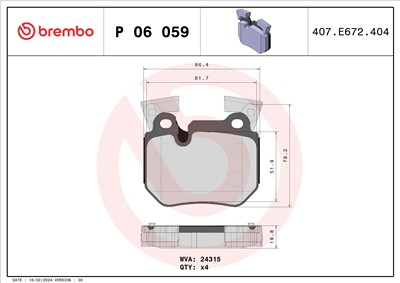 BREMBO P 06 059 Číslo výrobce: 24315. EAN: 8020584090237.