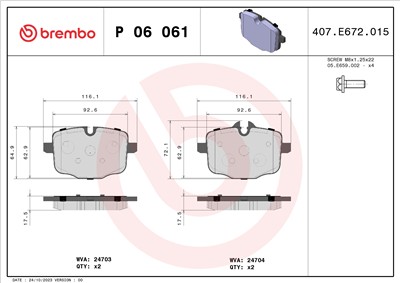BREMBO P 06 061 Číslo výrobce: 24703. EAN: 8020584090251.