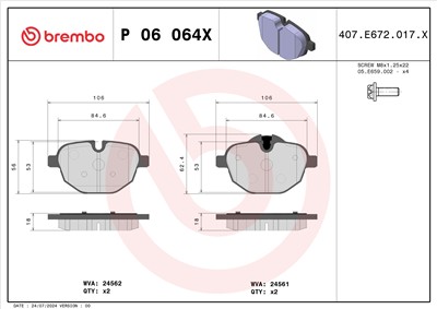 BREMBO P 06 064X Číslo výrobce: 24561. EAN: 8020584121429.
