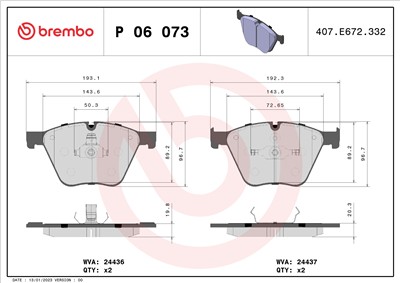 BREMBO P 06 073 Číslo výrobce: 24437. EAN: 8020584102671.