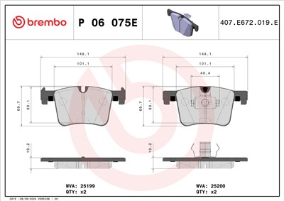 BREMBO P 06 075E Číslo výrobce: 25199. EAN: 8020584129791.