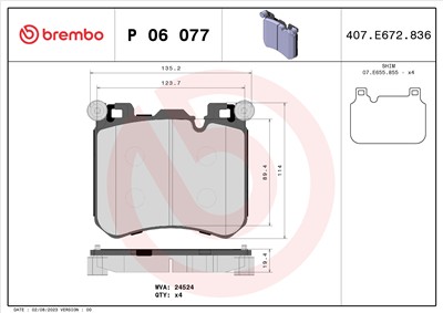 BREMBO P 06 077 Číslo výrobce: 24524. EAN: 8020584102718.