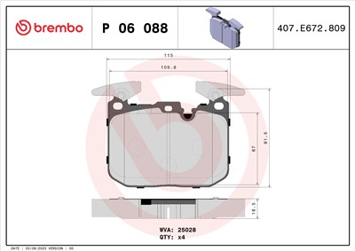 BREMBO P 06 088 Číslo výrobce: 25028. EAN: 8020584111628.