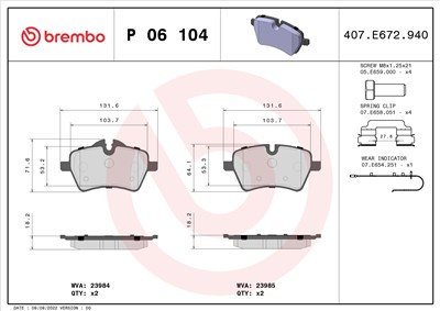 BREMBO P 06 104 Číslo výrobce: 23984. EAN: 8020584087329.