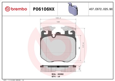BREMBO P06106NX Číslo výrobce: 22392. EAN: 8020584130483.