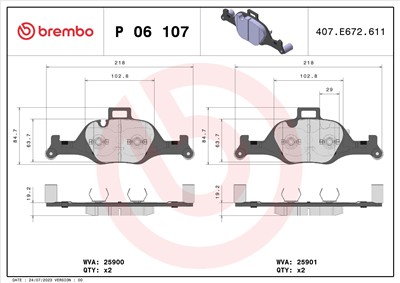 BREMBO P 06 107 Číslo výrobce: 25901. EAN: 8020584069646.