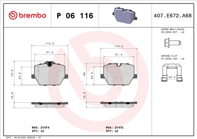 BREMBO P 06 116 Číslo výrobce: 21474. EAN: 8020584118184.