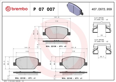 BREMBO P 07 007 Číslo výrobce: 22138. EAN: 8020584114650.