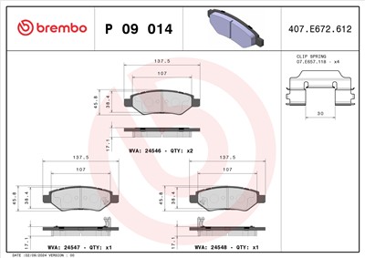 BREMBO P 09 014 Číslo výrobce: 24546. EAN: 8020584113349.