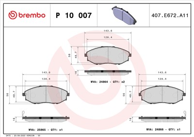 BREMBO P 10 007 Číslo výrobce: 24865. EAN: 8020584060063.