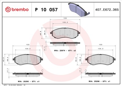 BREMBO P 10 057 Číslo výrobce: 25295. EAN: 8020584110812.