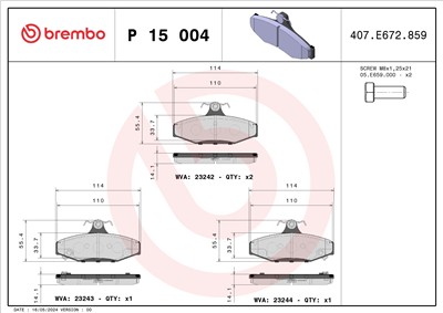 BREMBO P 15 004 Číslo výrobce: 23242. EAN: 8020584050576.