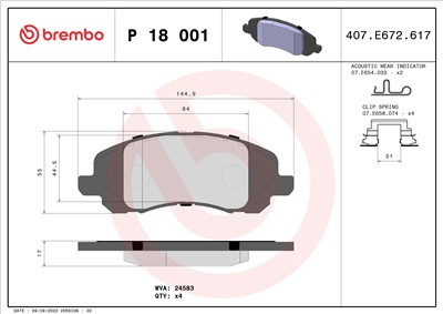 BREMBO P 18 001 Číslo výrobce: 24583. EAN: 8020584091128.