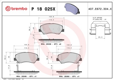 BREMBO P 18 025X Číslo výrobce: 25348. EAN: 8020584121436.