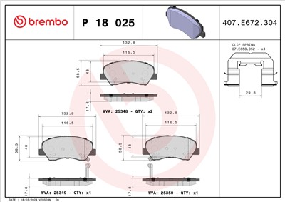 BREMBO P 18 025 Číslo výrobce: 25348. EAN: 8020584108772.