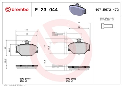 BREMBO P 23 044 Číslo výrobce: 21100. EAN: 8020584051146.