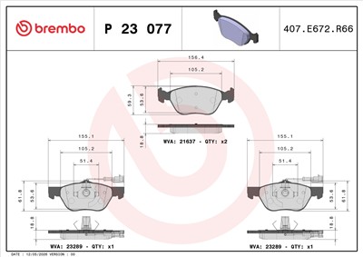BREMBO P 23 077 Číslo výrobce: 21637. EAN: 8020584051474.