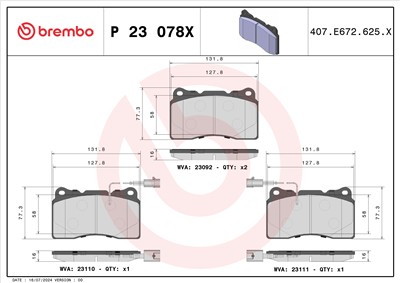 BREMBO P 23 078X Číslo výrobce: 23092. EAN: 8020584121450.