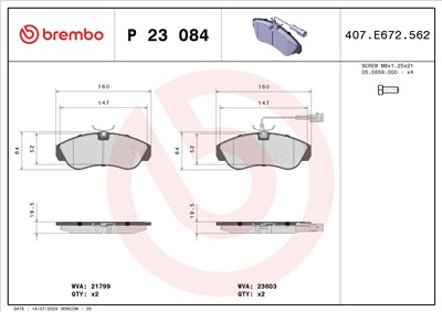 BREMBO P 23 084 Číslo výrobce: 23603. EAN: 8020584051542.