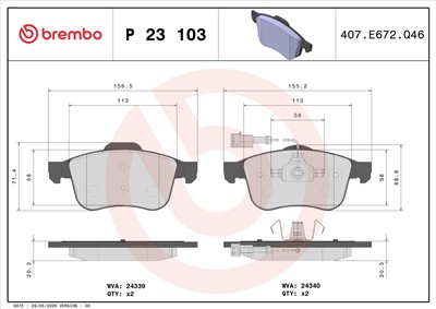 BREMBO P 23 103 Číslo výrobce: 24339. EAN: 8020584059395.
