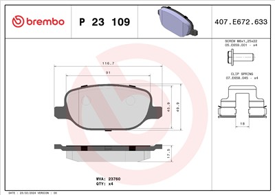 BREMBO P 23 109 Číslo výrobce: 23760. EAN: 8020584059814.