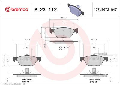 BREMBO P 23 112 Číslo výrobce: 21637. EAN: 8020584060254.