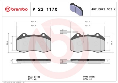 BREMBO P 23 117X Číslo výrobce: 24162. EAN: 8020584121474.